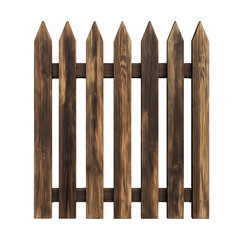 Poster - Wooden fence pickets creating a rustic barrier on white background
