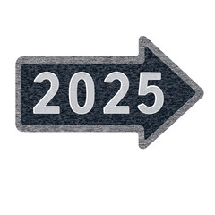 Poster - Dark arrow with the number 2025 pointing towards the future