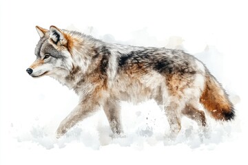 Naklejka na meble A wolf walks through the snowy landscape