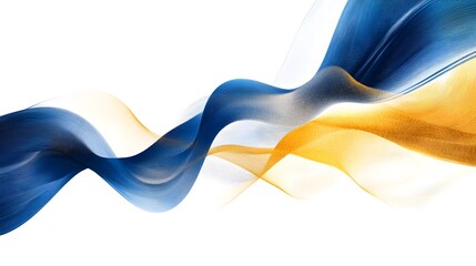 Poster - Abstract Blue And Gold Wavy Lines Design