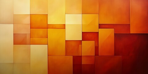 Wall Mural -  large rectangular blocks in warm amber and orange hues