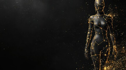 Poster - Abstract figure with glowing lines on a dark background.
