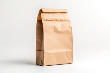 Poster - simple brown paper lunch bag standing upright on plain white background