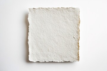 Aufkleber - textured square of handmade paper slightly rough at edges lying flat on white background