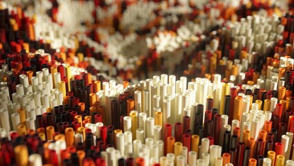 Poster - numerous colorful tubes arranged in a wavy landscape create an abstract, visually striking backgroun