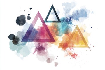 Poster - A stylized watercolor design featuring two triangles in a geometric arrangement, suitable for use as a background or decorative element