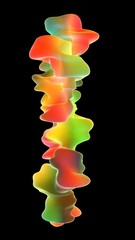 Poster - Animation Of Abstract, Iridescent, Vertical Twisted, Colorful Form Against A Black Background