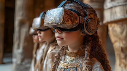 Poster - Group of Children Exploring Ancient Ruins Through Virtual Reality Immersive Experience