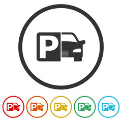 Wall Mural - Car parking icon. Set icons in color circle buttons