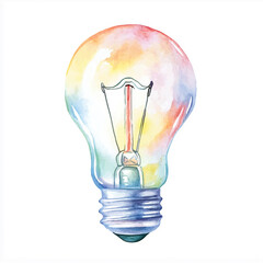 Poster - Watercolor light bulb painting representing creativity and innovation