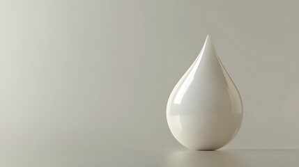Poster - Single White Teardrop Shape on Neutral Background