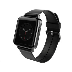 Aufkleber - Black smartwatch with leather strap showing time
