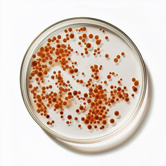 Poster - Petri dish showing growing brown bacteria colonies