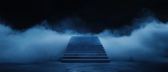 Canvas Print - a staircase is shown in a foggy, misty atmosphere