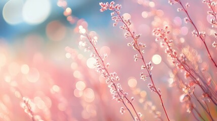 Poster - Soft floral bokeh with delicate pink hues and gentle light creating a dreamy background atmosphere for creative projects and designs