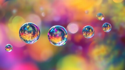 Poster - Vibrant bokeh background with colorful reflections in clear water droplets creating a mesmerizing abstract effect