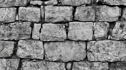Poster - Textured Black and Gray Stone Wall with Rough Surface Ideal for Backgrounds and Design Elements in Architectural Visuals