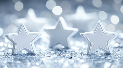 Poster - Bokeh Stars with a Soft White Background Creating a Dreamy and Magical Atmosphere Ideal for Celebrations or Design Projects