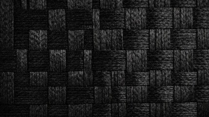 Poster - Textured Black Anthracite Woven Fabric Surface with Abstract Pattern for Design and Background Use