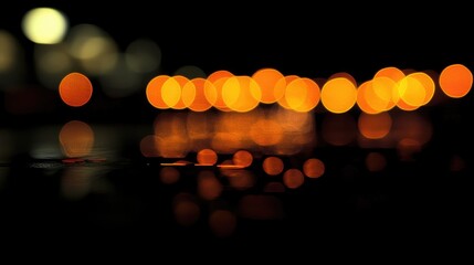 Poster - Nighttime bokeh effect of car lights creating a vibrant abstract background with warm orange and soft glowing circles