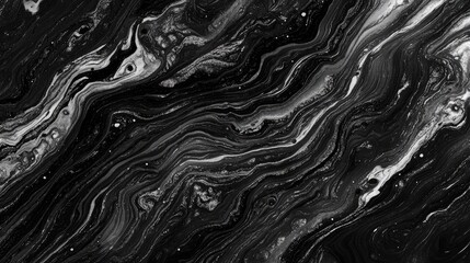 Poster - Black and Gray Marbled Paper Texture with Organic Flowing Patterns and Artistic Imperfections