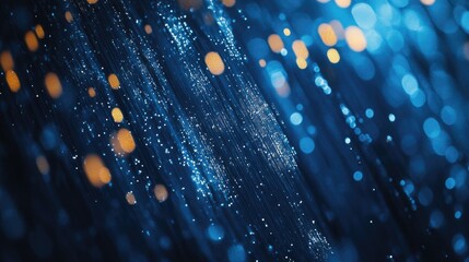 Poster - abstract bokeh light background with shimmering blue and orange hues creating a dreamy and vibrant a