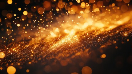 Poster - golden bokeh abstract background with sparkling lights and soft focus for elegant designs and holida