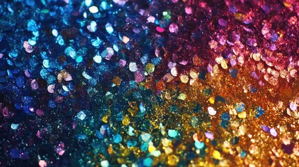 Poster - Vibrant glitter bokeh background with multicolored shimmering lights for festive and creative projects