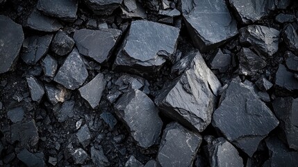 Poster - Black Anthracite Granite Texture Crushed Natural Rock Background for Design and Construction Projects