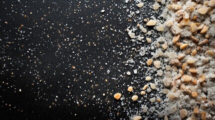 Poster - Contrast of Sandy and Snowy Textures on Black Background in Close Up Photography