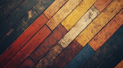 Poster - Colorful wooden floor texture with rustic charm suitable for backgrounds and design projects.