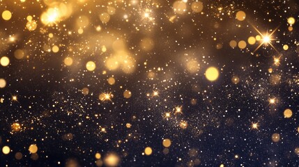Poster - Golden bokeh lights creating a mesmerizing night backdrop for celebrations and festive occasions