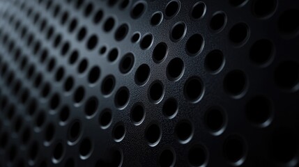 Poster - Textured Black Surface with Circular Holes in a Gradient Pattern Artistic Close-Up