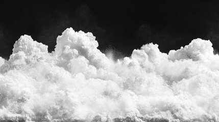 Poster - Black Background with White Cloudy Texture Ideal for Summery Cosmetic Products and Sparkling Wallpaper Applications