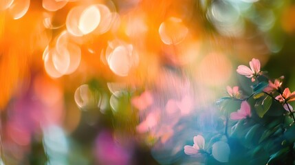 Poster - Colorful bokeh abstract background with vibrant floral details creating a dreamy and artistic atmosphere perfect for various design projects