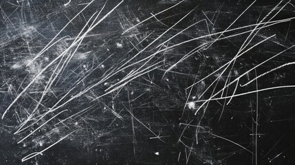 Poster - Chalkboard texture featuring abstract white chalk lines and smudges on a dark background creating a dynamic visual effect.
