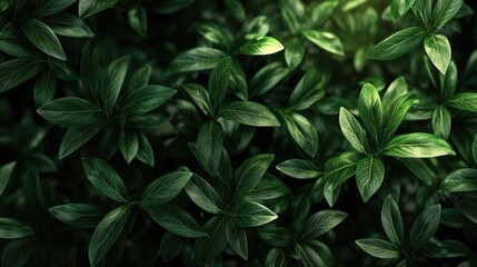 Poster - Bokeh background of lush green foliage with soft focus and vibrant leaves creating a tranquil natural ambiance.