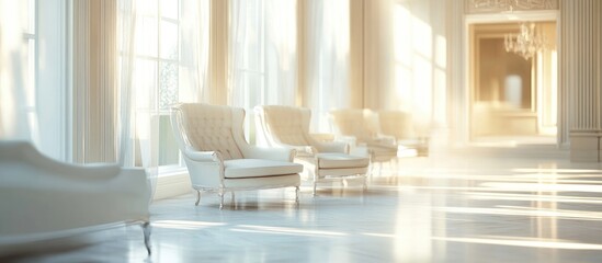 Poster - Elegant blurred interior featuring luxurious furnishings and natural light, perfect for contemporary web design and lifestyle branding use.