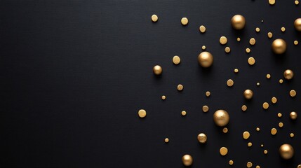 Poster - Elegant black background adorned with scattered golden dots creating a stylish and versatile design for promotional or artistic use.