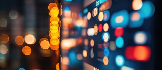 Poster - Bokeh effect of a digital display controller illustrating modern media interaction with vibrant colors and light patterns.