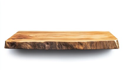 Poster - Natural wood tabletop with unique grain pattern on a white background for rustic decor or furniture design projects