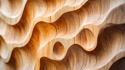 Poster - Intricate wooden wall texture featuring organic shapes and natural grains for a visually stunning background design