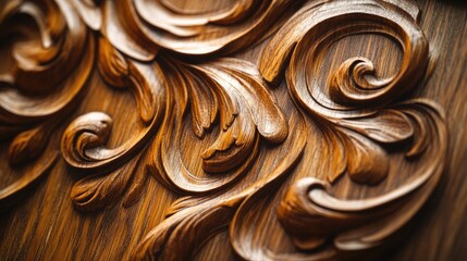 Poster - Intricate carved wooden texture showcasing fine craftsmanship ideal for design backgrounds in carpentry and artistic projects