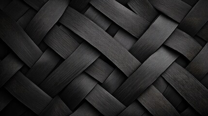 Poster - Black Woven Fabric Texture with Anthracite Hues Creating a Rich Abstract Design for Backgrounds and Textiles
