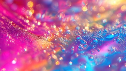 Aufkleber - Colorful bokeh background with vibrant light reflections and water droplets creating a dreamy, abstract texture for creative use.