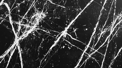 Poster - Black Abstract Texture with White Scratches on Dark Background for Artistic and Design Use