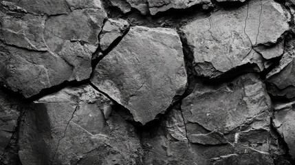 Poster - Textured Black Anthracite Gray Stone Wall with Concrete Rock Elements for Background and Panorama Use
