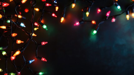 Poster - Colorful Glowing Lights on Black Background Creating a Festive Atmosphere for Celebrations and Decoration