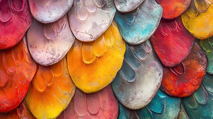 Poster - Colorful overlapping scales abstract art design
