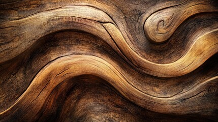 Poster - Natural flowing wood texture with intricate patterns and warm tones ideal for backgrounds and design applications.